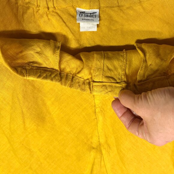 CP Shades Size M Yellow Maxi Skirt LInen Bias-Cut Pull-On Pockets - Picture 6 of 10